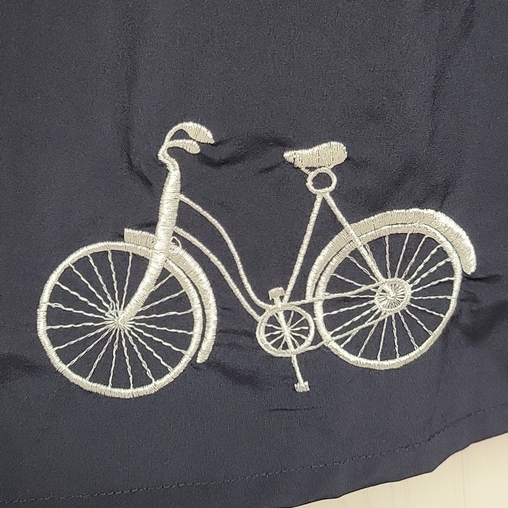 Navy A-Line Skirt with White Bicycle Trim - Picture 2 of 6